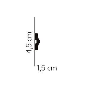 Lijst & Ornament Plint MD026 (45 x 15 mm), HDPS, lengte 2 m