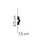 Lijst & Ornament Plint MD026 (45 x 15 mm), HDPS, lengte 2 m
