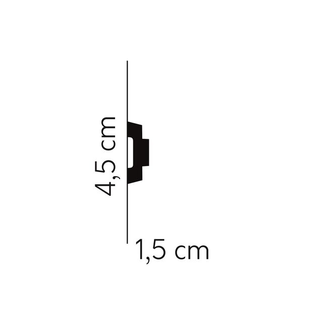 Lijst & Ornament Plint MD317 (45 x 15 mm), HDPS, lengte 2 m