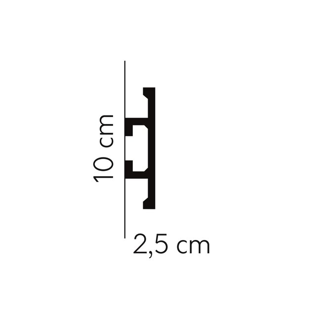 Lijst & Ornament Plint LED QL017 (100 x 25 mm), lengte 2 m