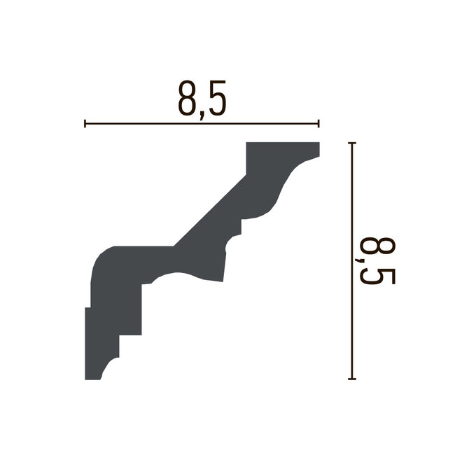 Grand Decor Kroonlijst C738/K102 (85 x 85 mm), polyurethaan, lengte 2 m (Z2)