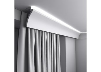 Grand Decor Gordijnprofiel Polyurethaan - LED sierlijst voor indirecte verlichting, KF801 (120 x 60 mm), lengte 2 m