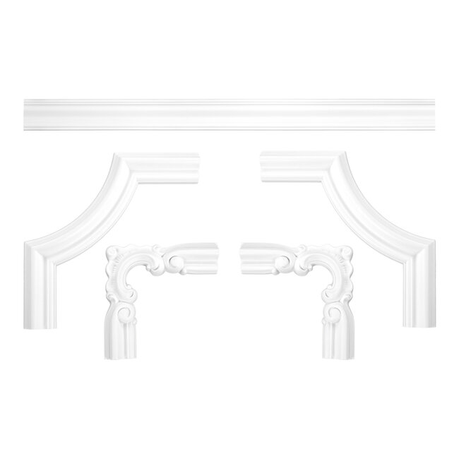Grand Decor CR824B hoekbochten (230 x 230 mm), polyurethaan, set (4 hoeken