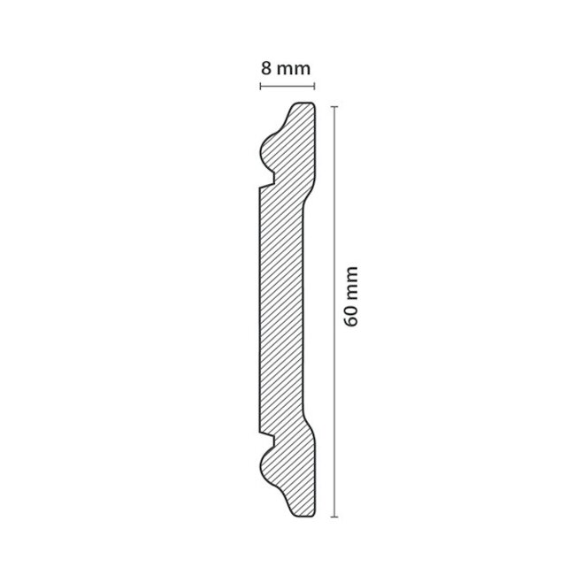 Homestar Wandlijst CW12 (60 x 8 mm), lengte 2 m