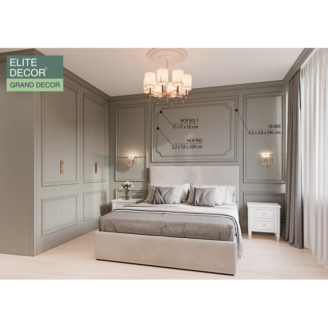 Grand Decor HCR502-1 hoekbochten (170 x 170 mm), polyurethaan, set (4 hoeken)