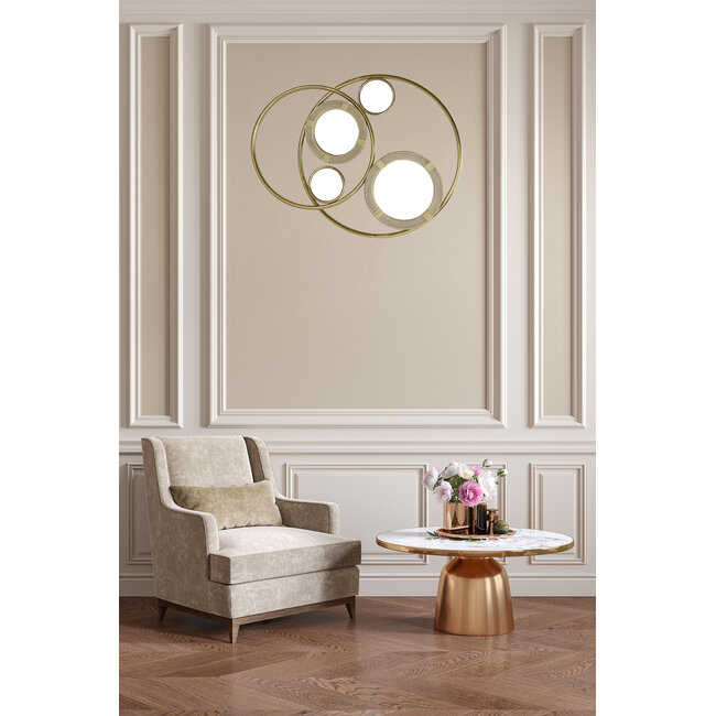 Lijst & Ornament Gouden Abstracte Spiegel  60 x 76 x 5 cm