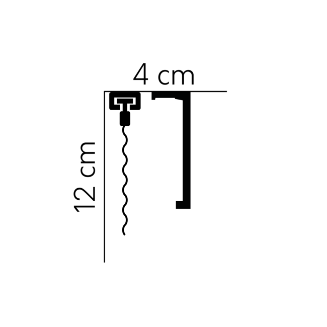 Lijst & Ornament Gordijnkoof met verlichting QL035, ledstrip achter gordijnen, zonder boren
