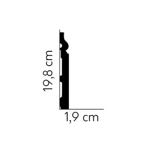 Lijst & Ornament Hoge Plint MD020 (198 x 19 mm), lengte 2 m