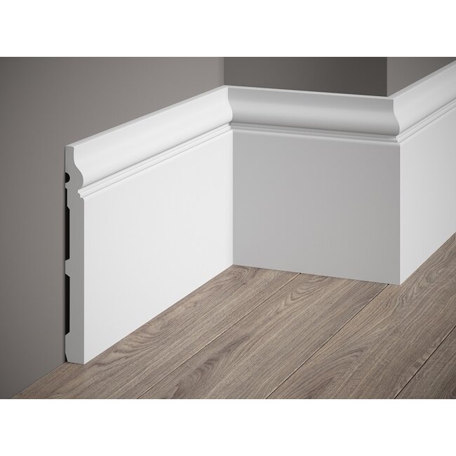Lijst & Ornament Hoge Plint MD020 (198 x 19 mm), lengte 2 m