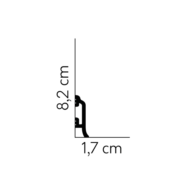 Lijst & Ornament Plint MD8300 (82 x 17mm), lengte 2 m