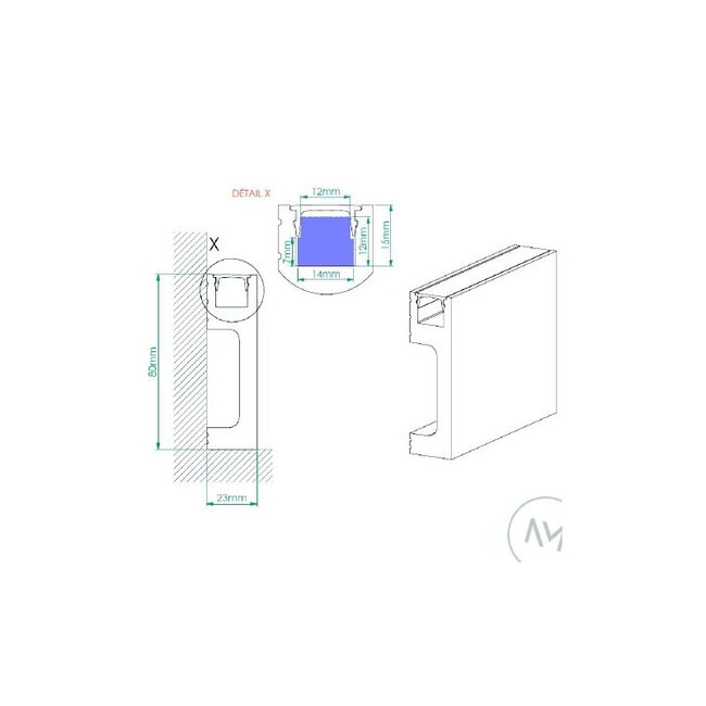 NMC Wallstyl  IL10 BLACK (80 x 23 mm), HDPS, lengte 2 m