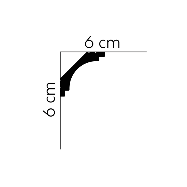 Lijst & Ornament Plint MD145 (60 x 60 mm), HDPS, lengte 2 m