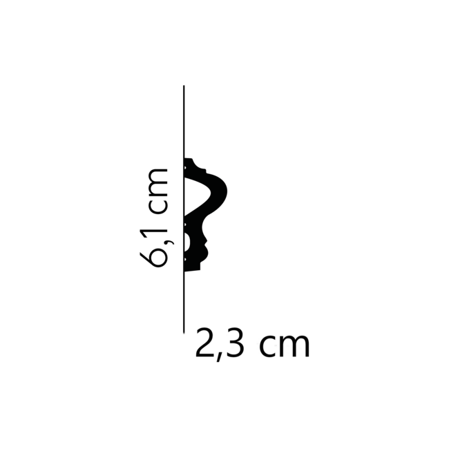 Lijst & Ornament Plint MD346 (61 x 23 mm), lengte 2 m