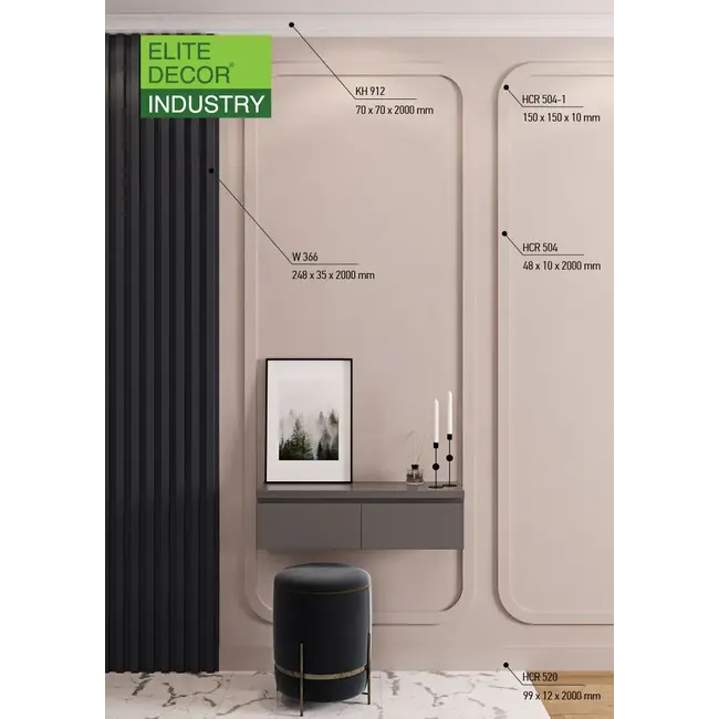 Grand Decor Muurplint / Vloerplint HCR504 (48 x 10 mm),  lengte 2 m