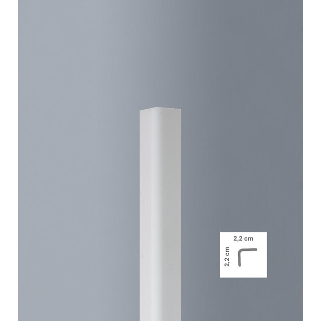 Lijst & Ornament Hoekprofiel Wit L22 (22 x 22 mm), lengte 2 m