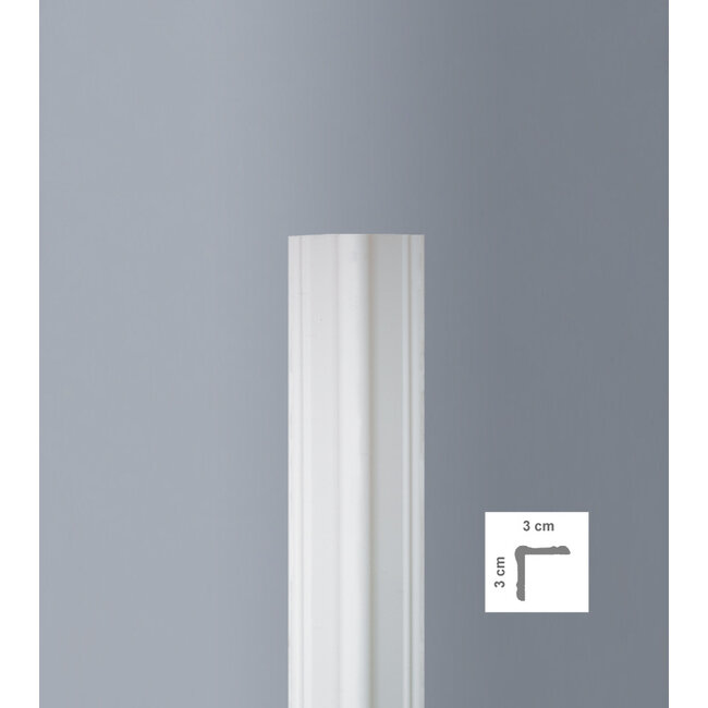 Lijst & Ornament Hoekprofiel Wit L30 (30 x 30 mm), lengte 2 m