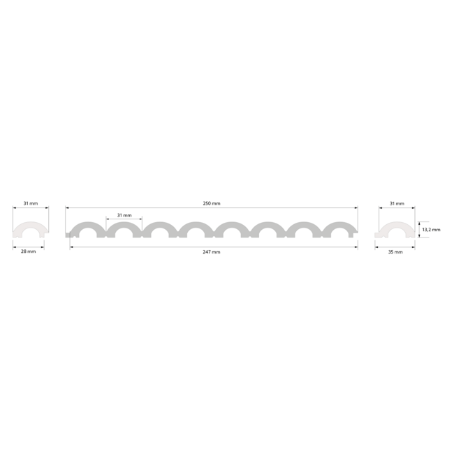 Lijst & Ornament 3D Wall Panel WP001T DUNA | 24,7 cm breed | lengte 2 meter