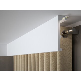 Lijst & Ornament Gordijnkoof LED QL056 (179 x 55 mm), lengte 2 m
