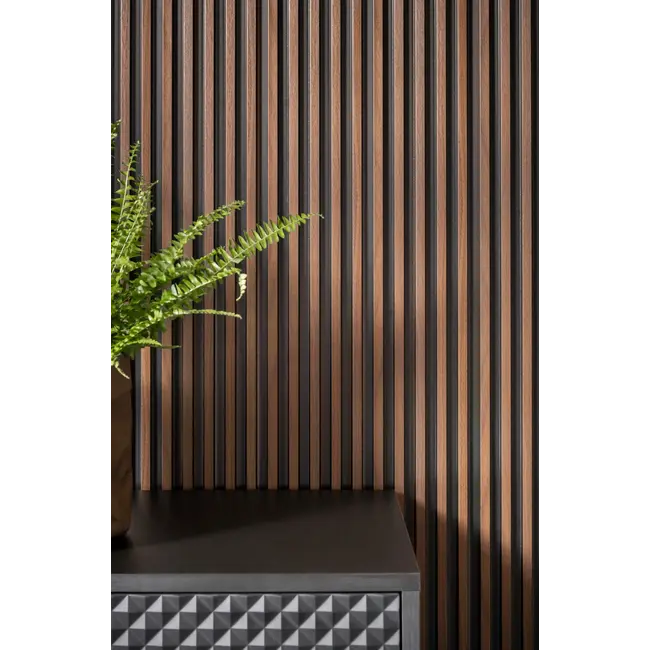 Lijst & Ornament 3D Wall Panel L0104T LAMELLI STRETTO | 12 cm breed | lengte 2 meter | Donkerbruin Eiken