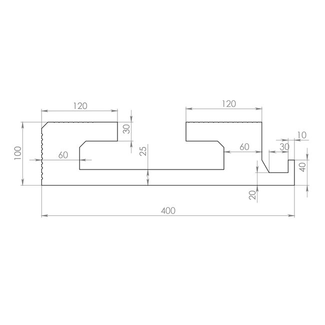 Tesori KD411 (400 x 100 mm), lengte 1,15 m, Koof LED voor indirecte / directe verlichting XPS