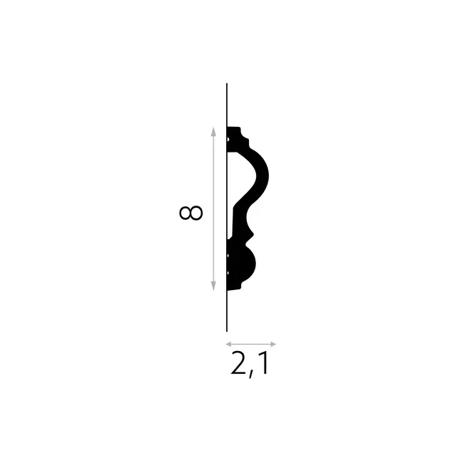 Lijst & Ornament Plint MD338 (80 x 21 mm), lengte 2 m