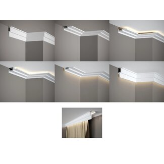 Lijst & Ornament QL024 Multi Plint (85 x 30 mm), HDPS, lengte 2 m