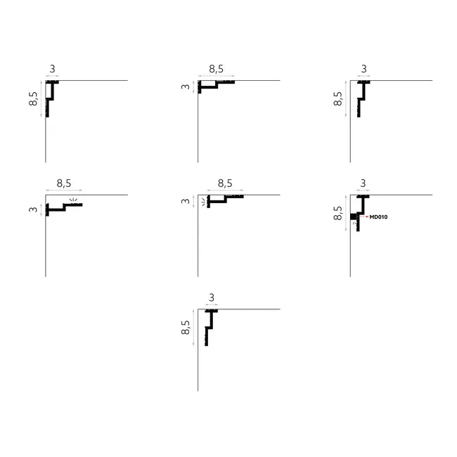 Lijst & Ornament QL024 Multi Plint (85 x 30 mm), HDPS, lengte 2 m