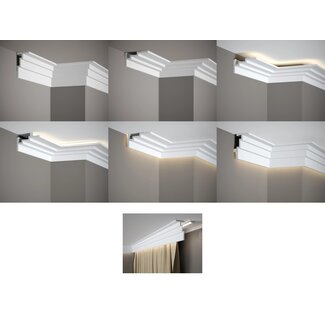 Lijst & Ornament QL025 Multi Plint (110 x 60 mm), HDPS, lengte 2 m