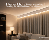 Sfeerverlichting boven gordijnen