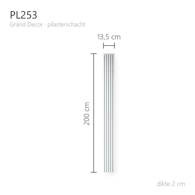 Grand Decor Pilasterschacht PL253 - polyurethaan, 13,5 x 200 cm
