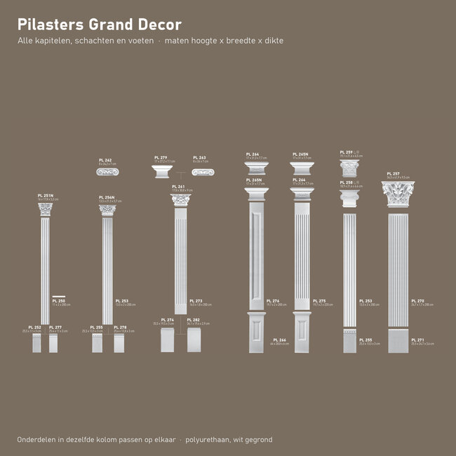 Grand Decor Pilasterschacht PL250 - polyurethaan, 11 x 200 cm