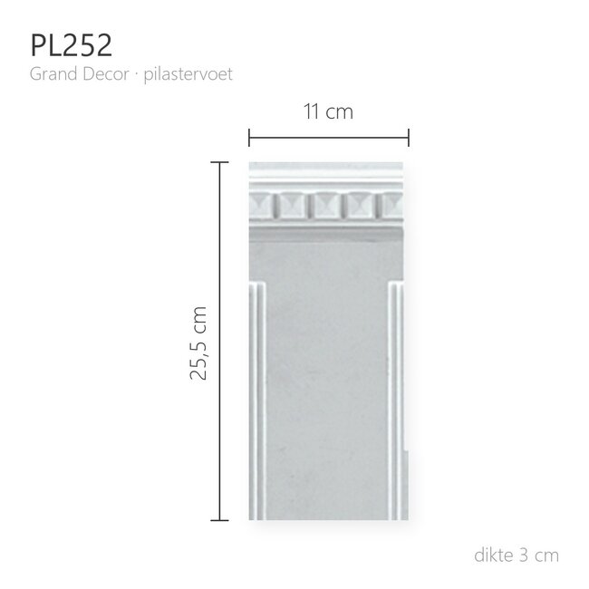 Grand Decor Pilastervoet PL252 - polyurethaan, 11 x 25,5 cm