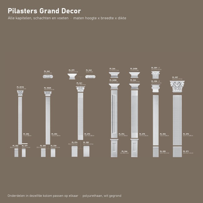 Grand Decor Pilastervoet PL277 - polyurethaan, 11 x 25,4 cm