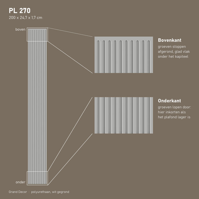 Grand Decor Pilasterschacht PL270 - polyurethaan, 24,7 x 200 cm