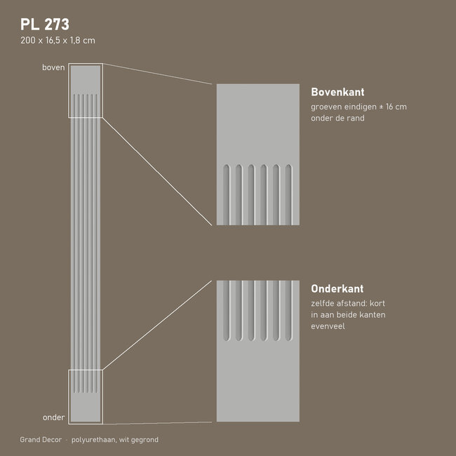 Grand Decor Pilasterschacht PL273 - polyurethaan, 16,5 x 200 cm