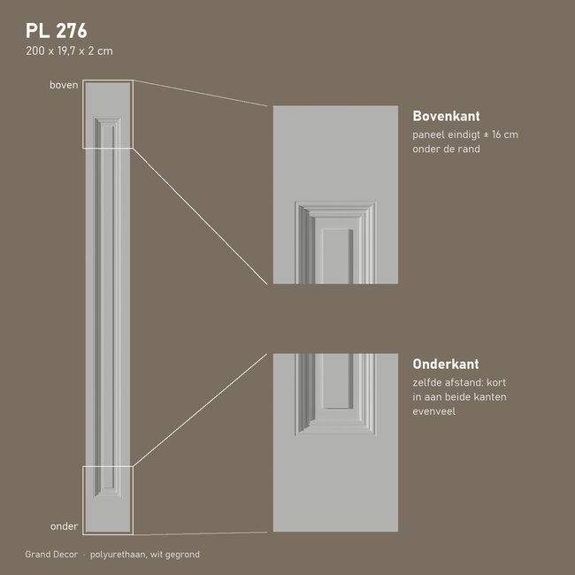 Grand Decor Pilasterschacht PL276 - polyurethaan, 19,7 x 200 cm