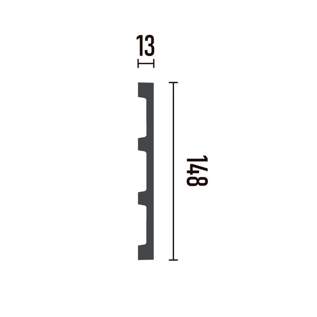 Grand Decor Platte plint CR958 / M227 (148 x 13 mm) polyurethaan, lengte 2 m