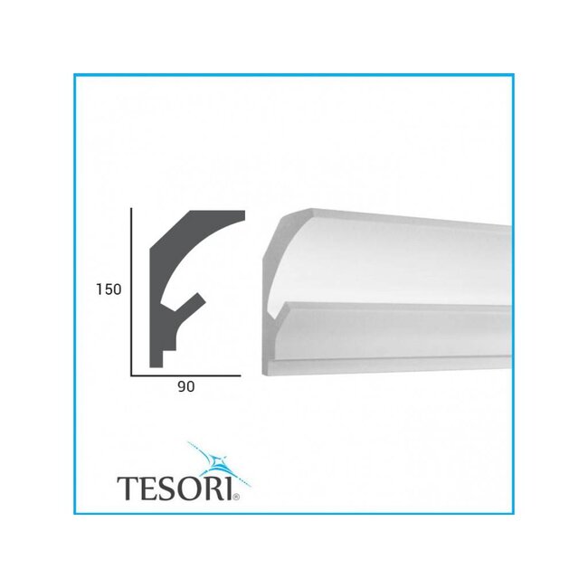 Tesori LED sierlijst voor indirecte verlichting XPS, KD202 (150 x 90 mm), lengte 1,15 m