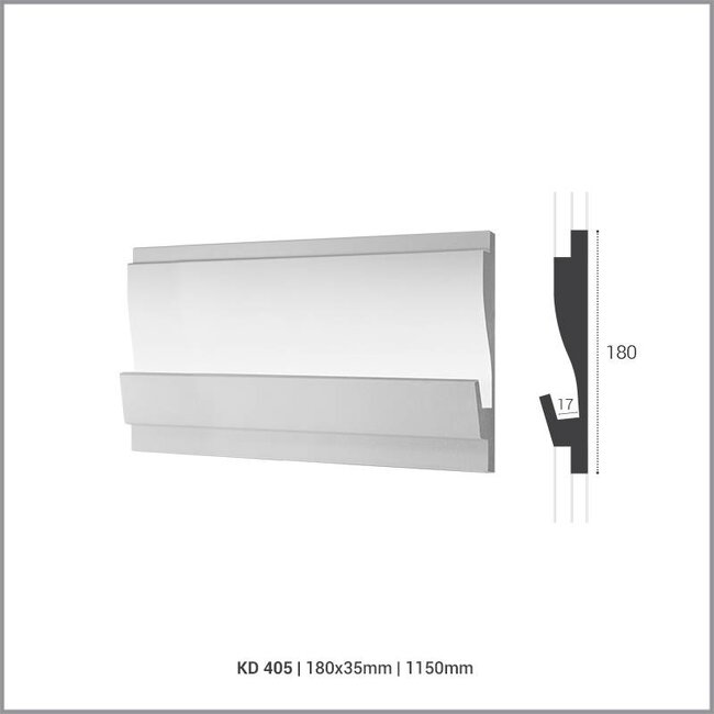 Tesori LED sierlijst voor indirecte verlichting XPS, KD405 (180 x 35 mm), lengte 1,15 m - Verzonken / Semi-Verzonken
