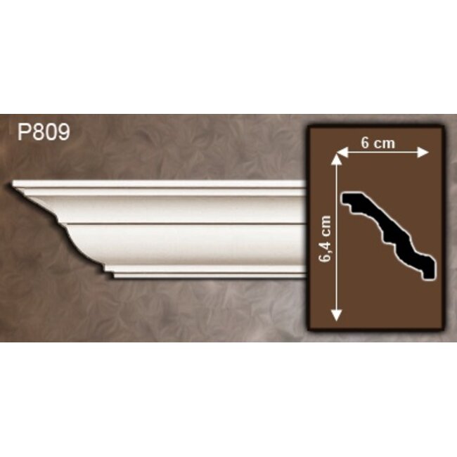 Grand Decor Kroonlijst P809 (64 x 60 mm), polyurethaan, lengte 2 m