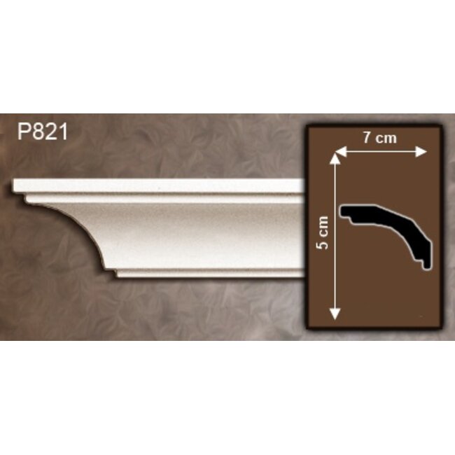 Grand Decor Kroonlijst P821 (50 x 70 mm), polyurethaan, lengte 2 m