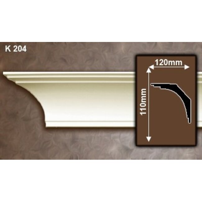 Grand Decor Kroonlijst P907 / K204 (110 x 120 mm), polyurethaan, lengte 2 m