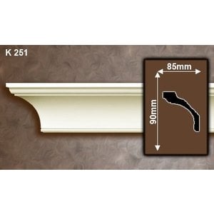 Grand Decor Kroonlijst P935 / K251 (90 x 85 mm), polyurethaan, lengte 2 m