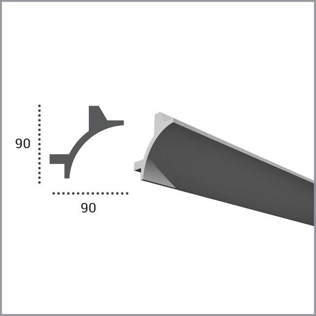 Grand Decor Polyurethaan - LED sierlijst voor indirecte verlichting, KF703 (90 x 90 mm), lengte 2 m