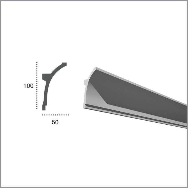 Grand Decor Polyurethaan - LED sierlijst voor indirecte verlichting, KF704 (100 x 50 mm), lengte 2 m