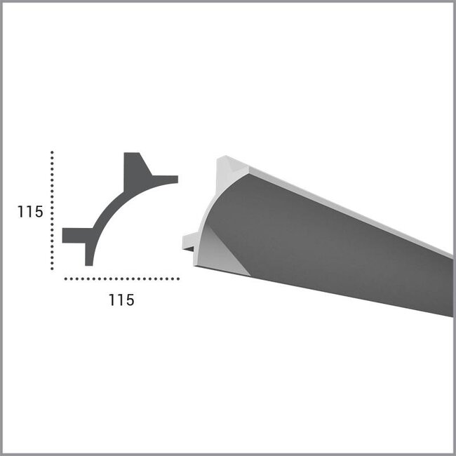 Grand Decor Polyurethaan - LED sierlijst voor indirecte verlichting, KF706 (115 x 115 mm), lengte 2 m