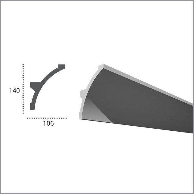 Grand Decor Polyurethaan - LED sierlijst voor indirecte verlichting, KF708 (140 x 106 mm), lengte 2 m