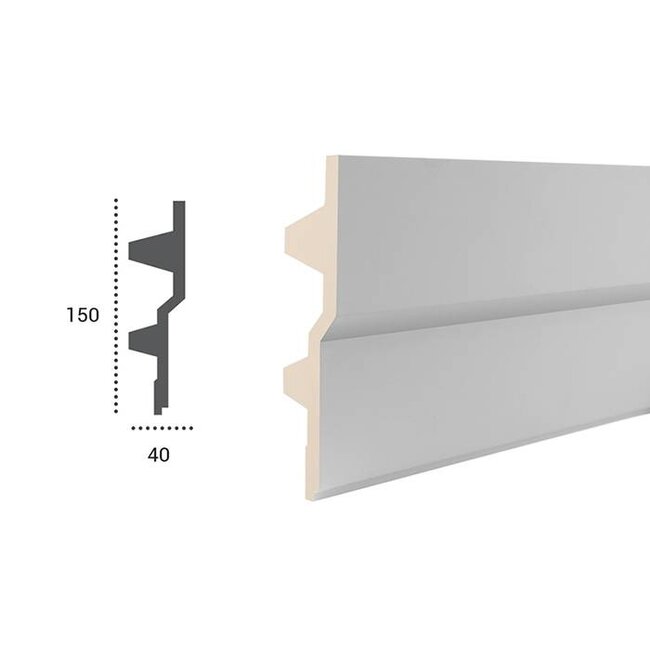 Grand Decor Polyurethaan - LED sierlijst voor indirecte verlichting, KF709 (150 x 40 mm), lengte 2 m