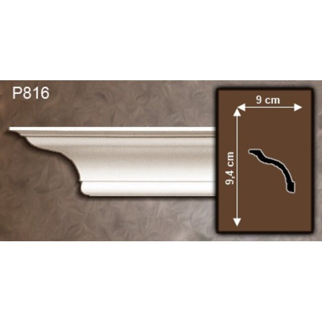 Grand Decor Kroonlijst P816 (94 x 90 mm), polyurethaan, lengte 2 m