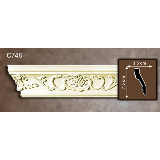 Grand Decor Kroonlijst C748 (75 x 35 mm), polyurethaan, lengte 2 m